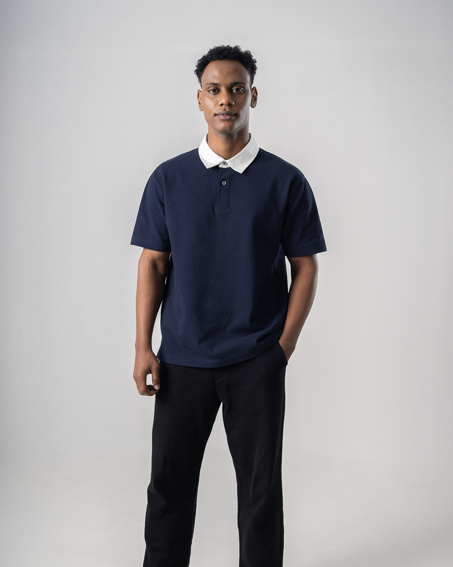 Heavyweight Pique Polo shirt - Navy