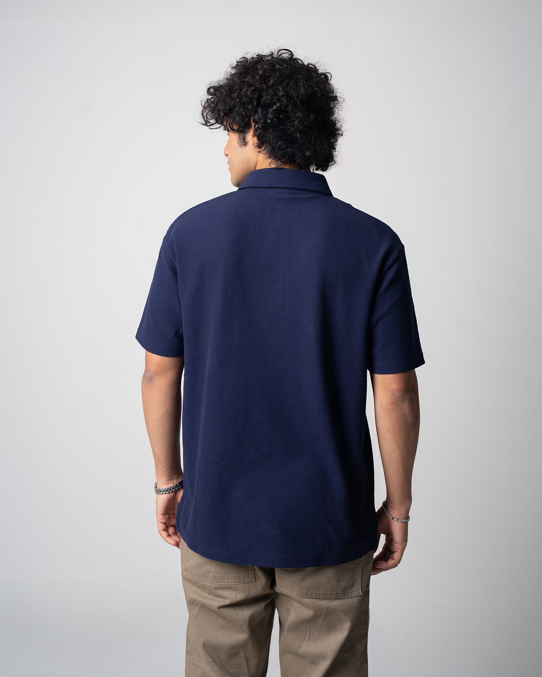 Mini Waffle Regular Polo-Dark Navy