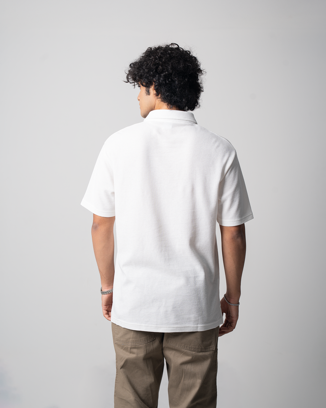 Mini Waffle Regular Polo-White