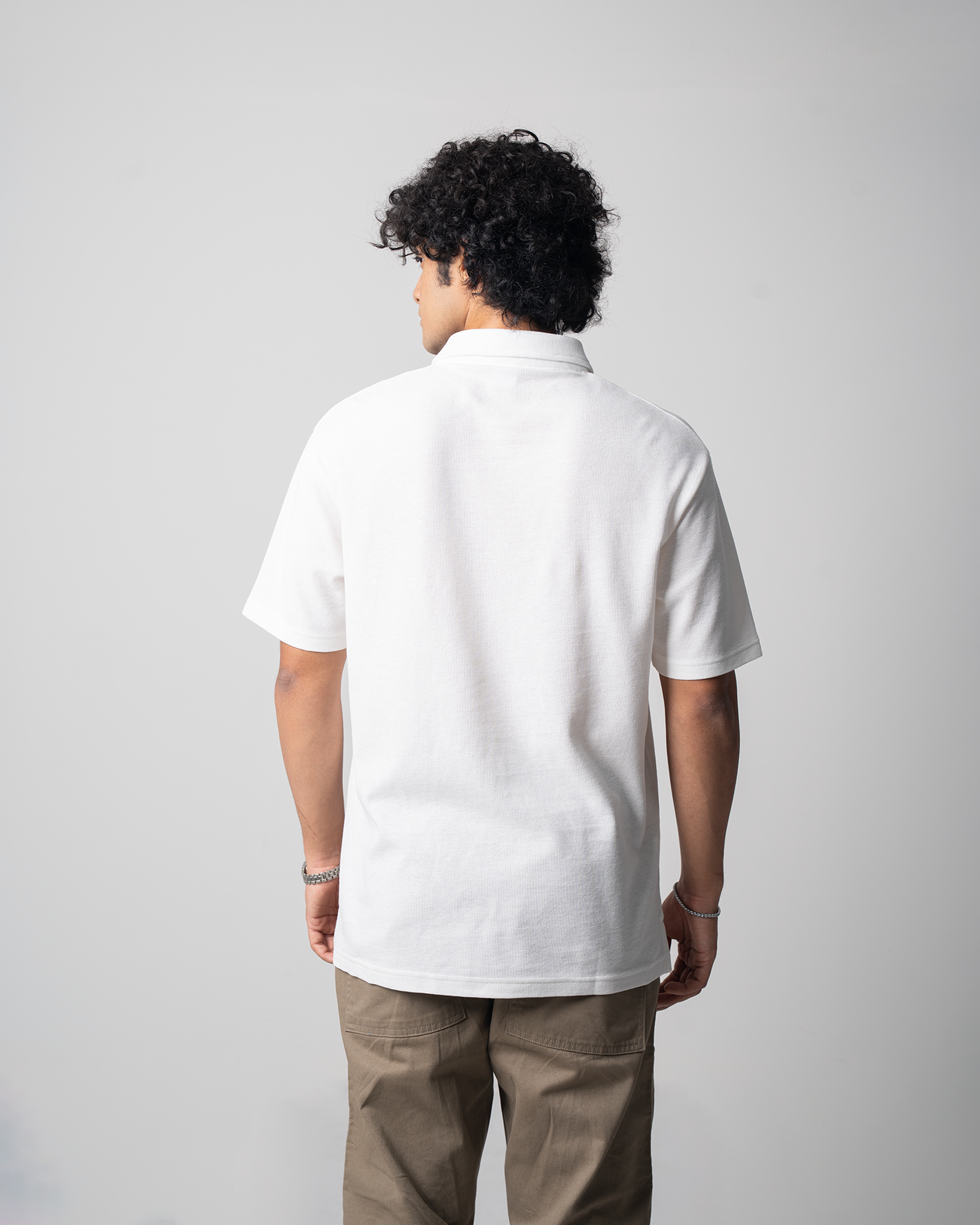 Mini Waffle Regular Polo-White