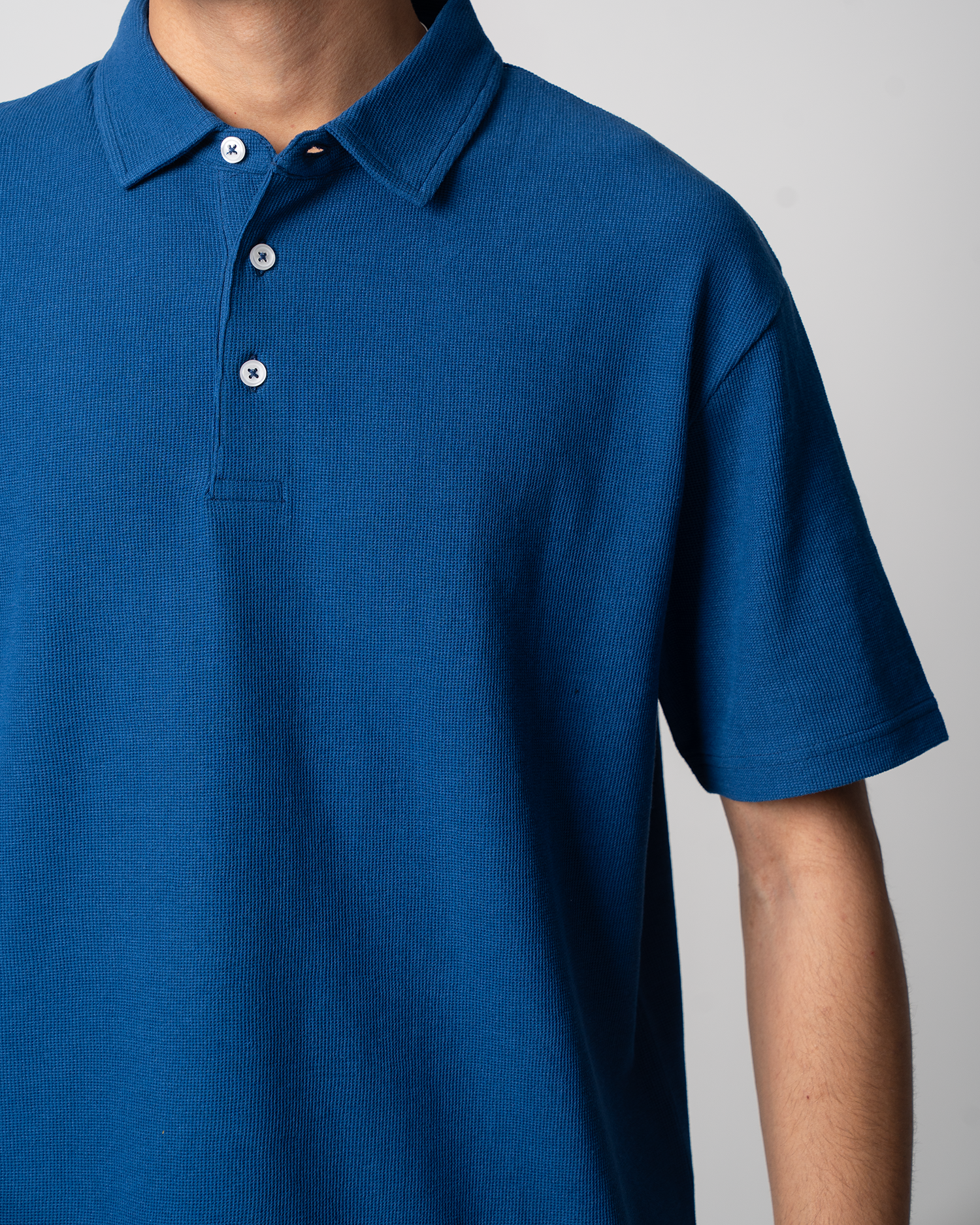 Mini Waffle Regular Polo-Dark Blue