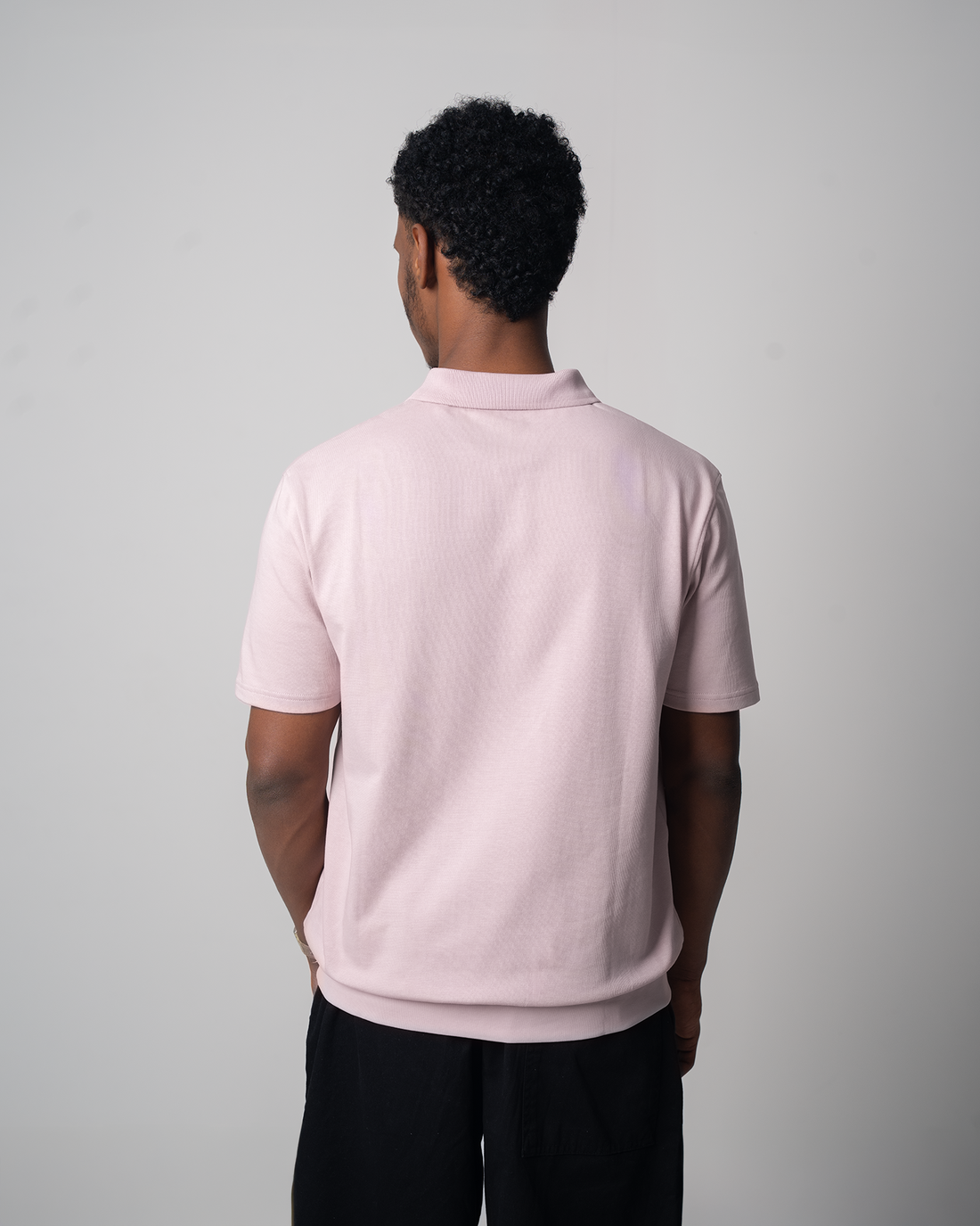 Ribbed Loose Jersey Polo - Lilac