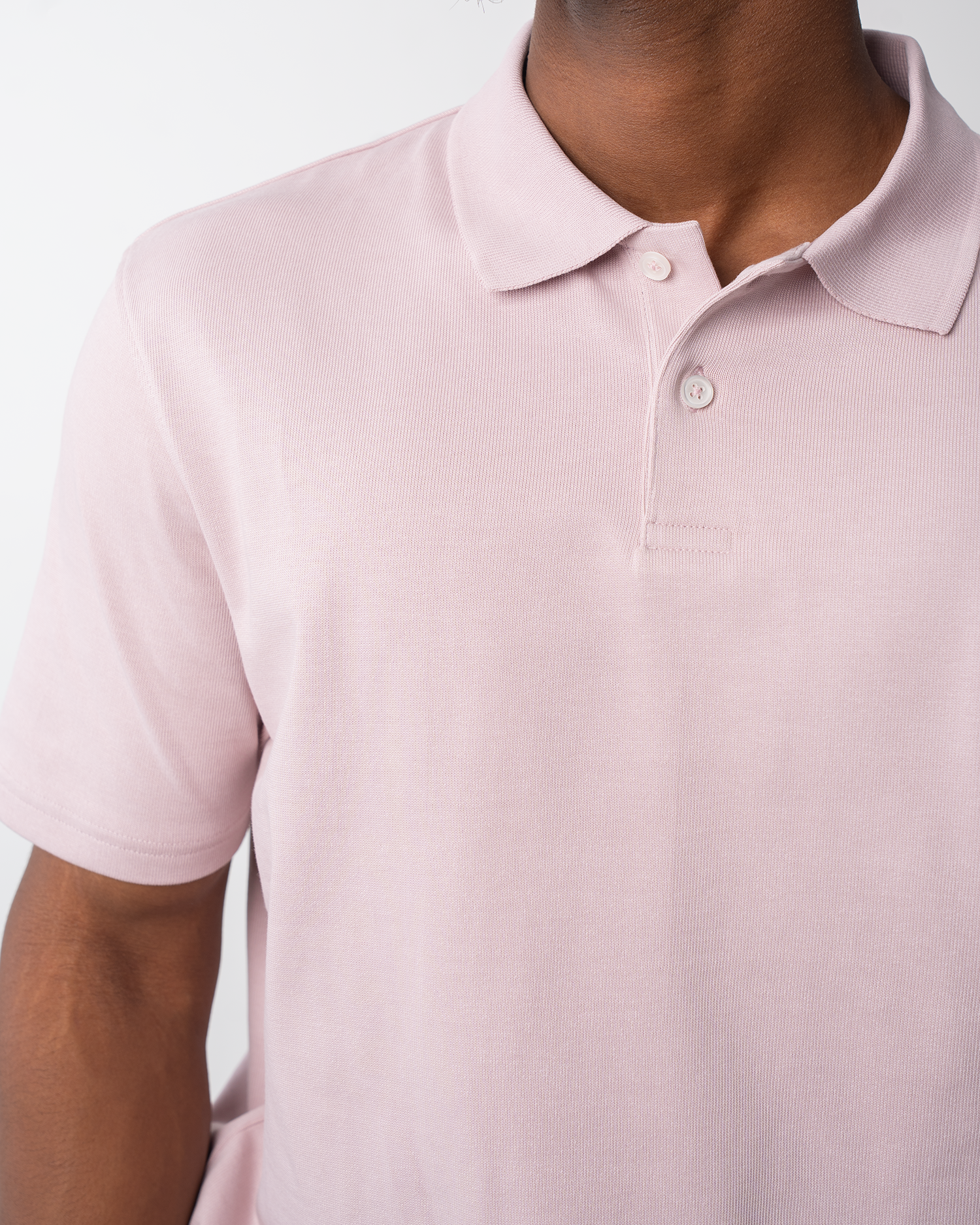 Ribbed Loose Jersey Polo - Lilac