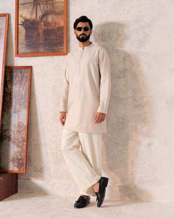 Ecru Ornate Short Kurta