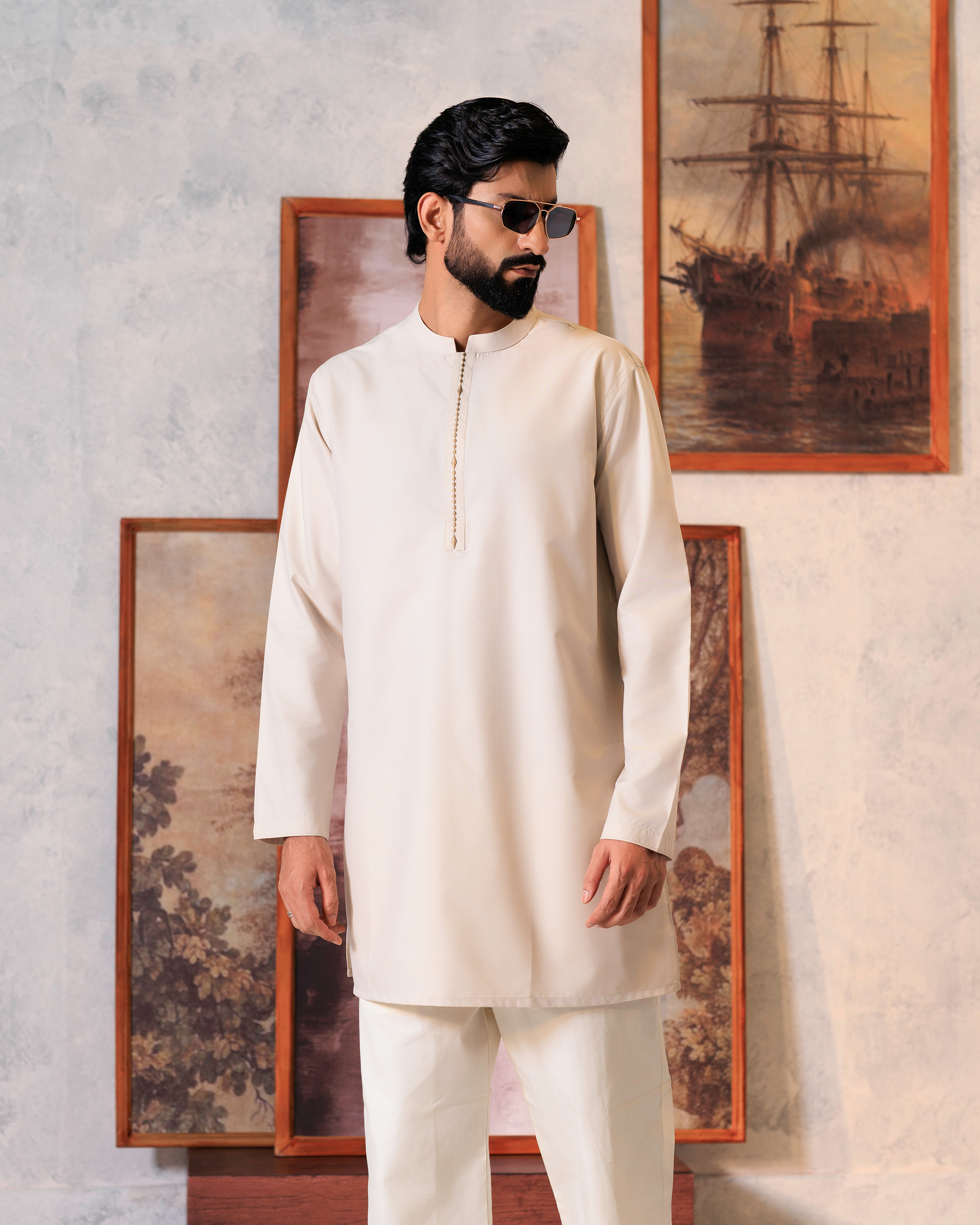Ecru Ornate Short Kurta