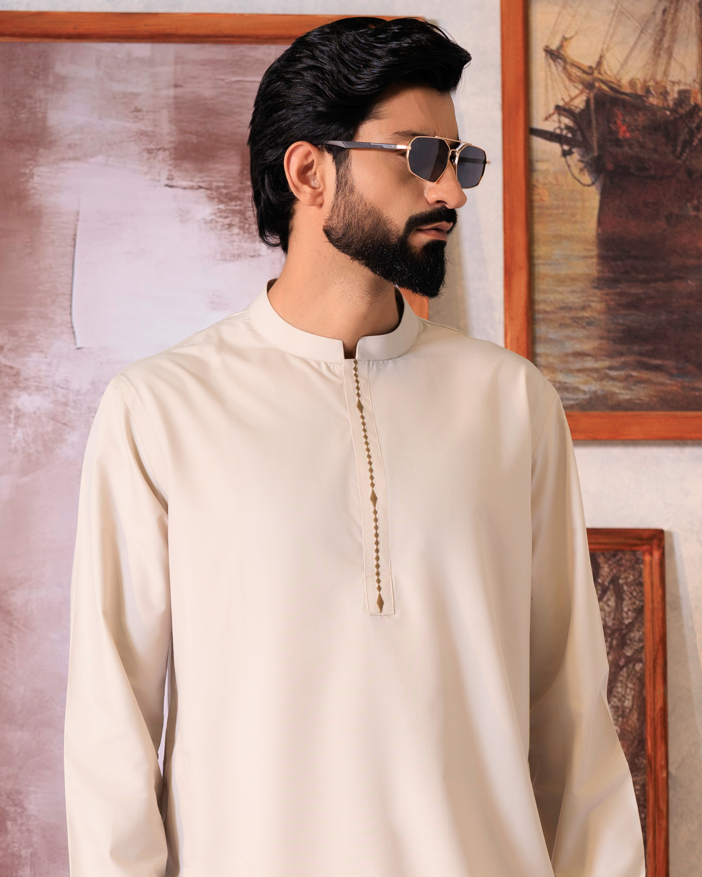 Ecru Ornate Short Kurta
