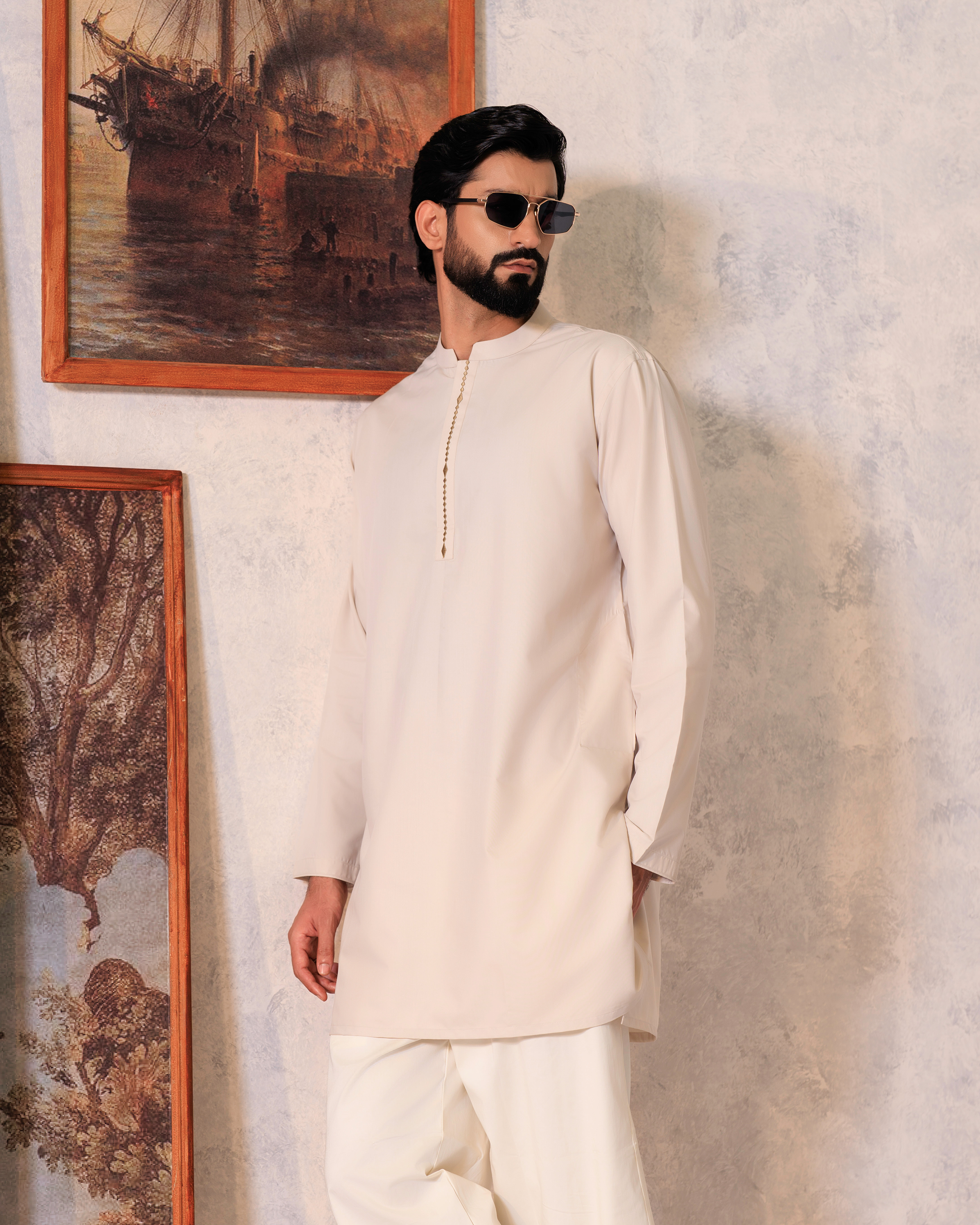 Ecru Ornate Short Kurta