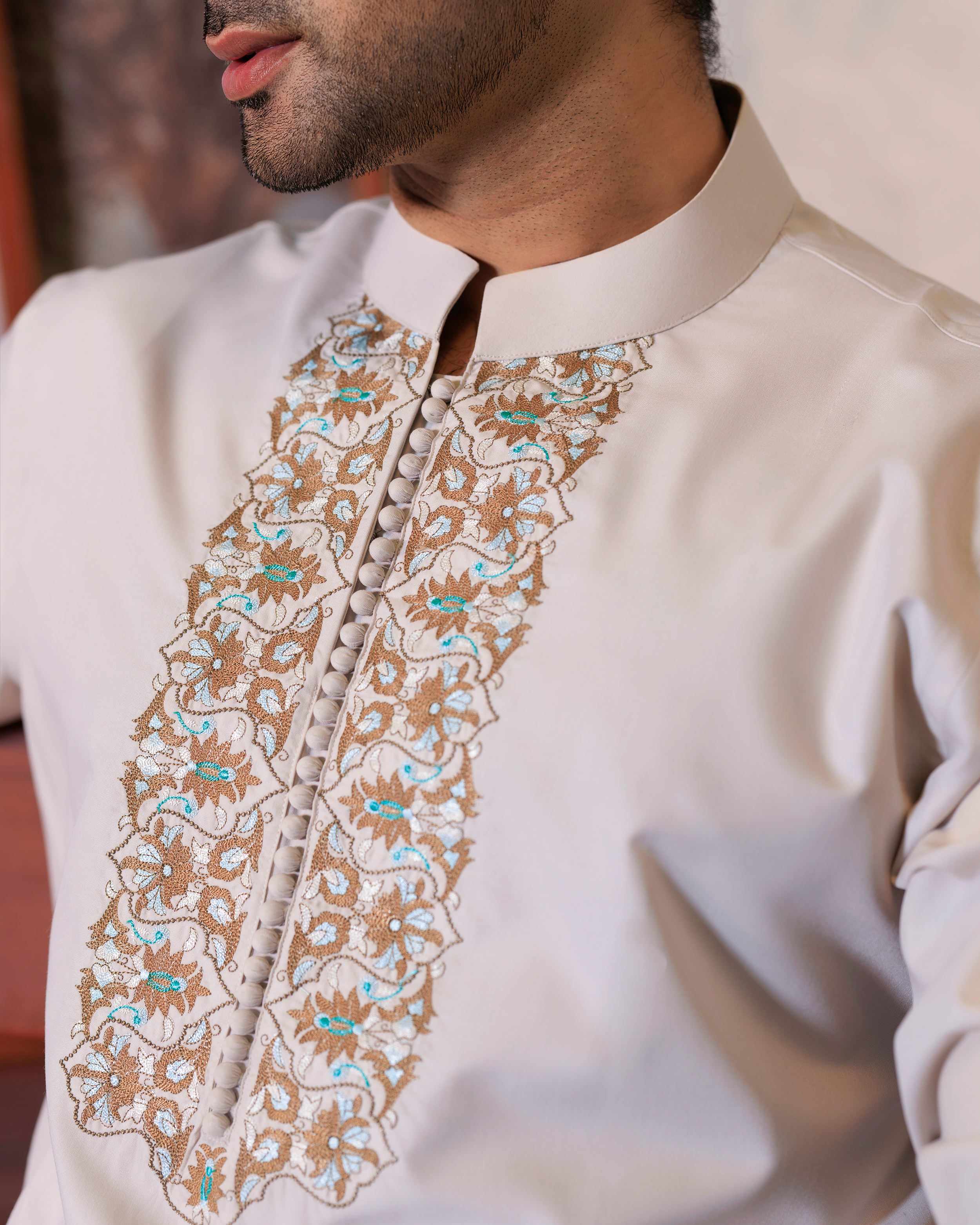 Ivory Threadwork Short Kurta