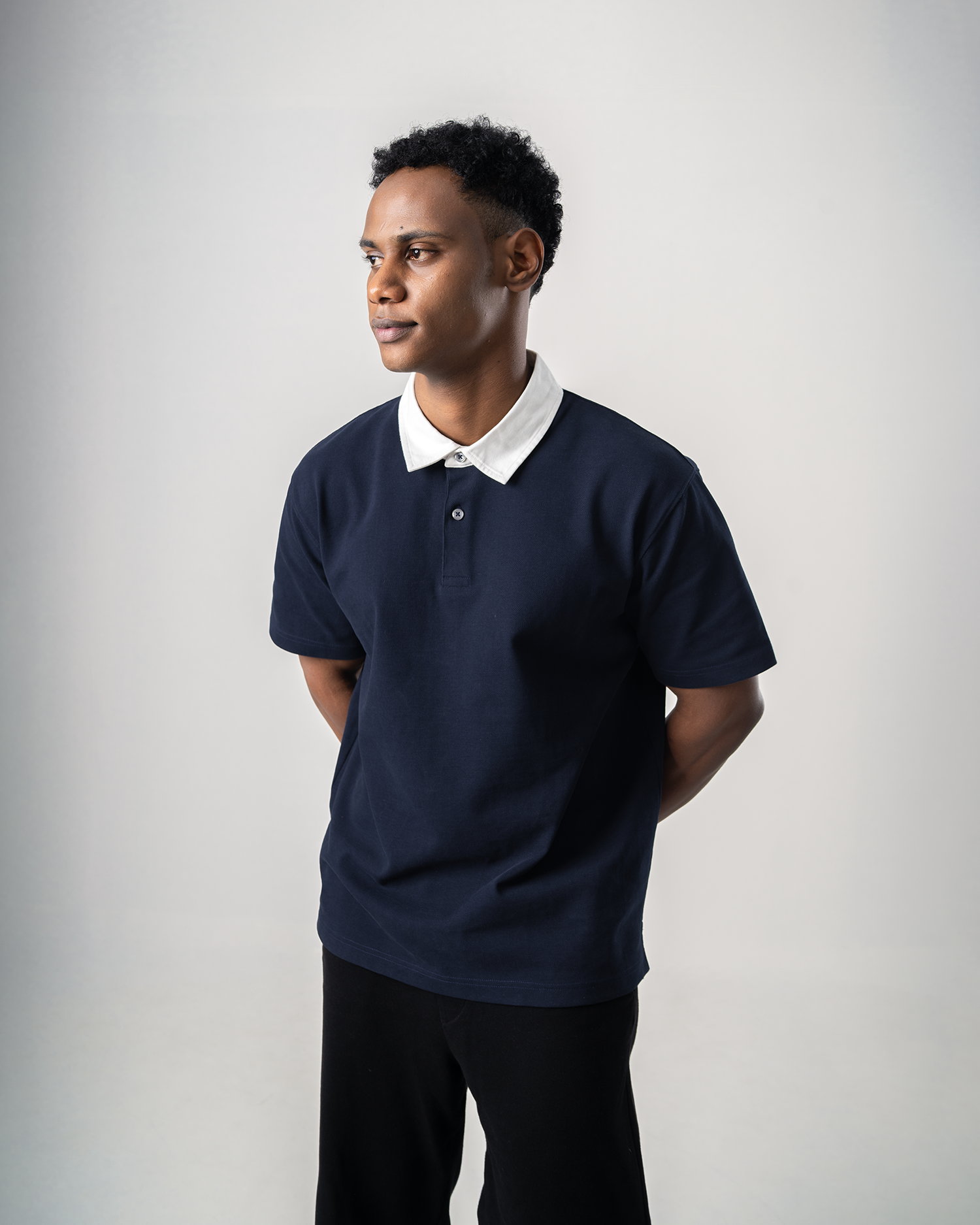 Heavyweight Pique Polo shirt - Navy