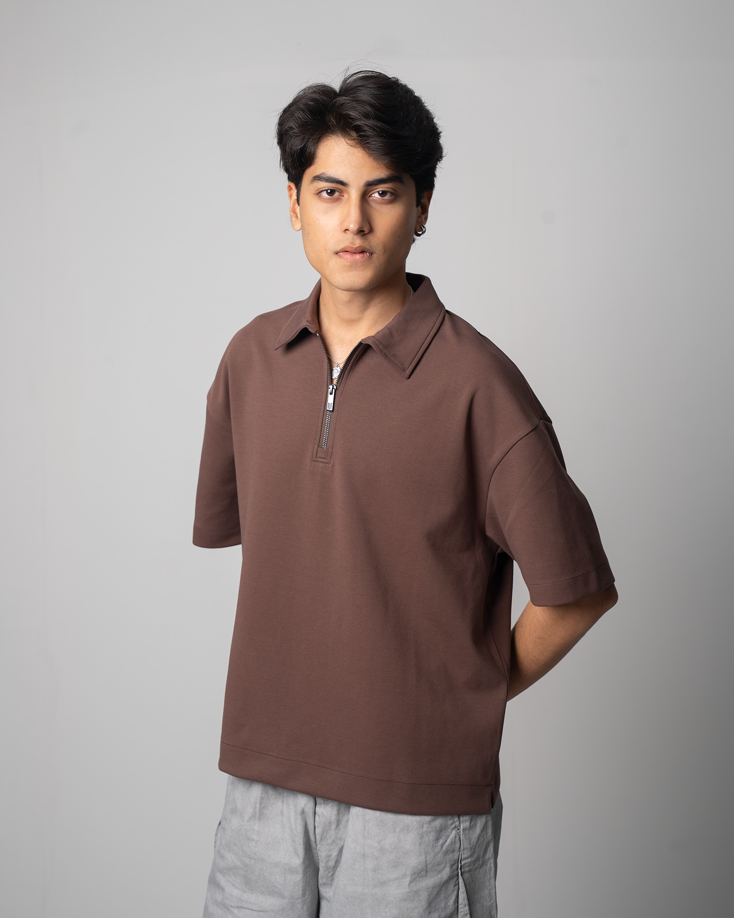 Boxy Fit Zip Polo