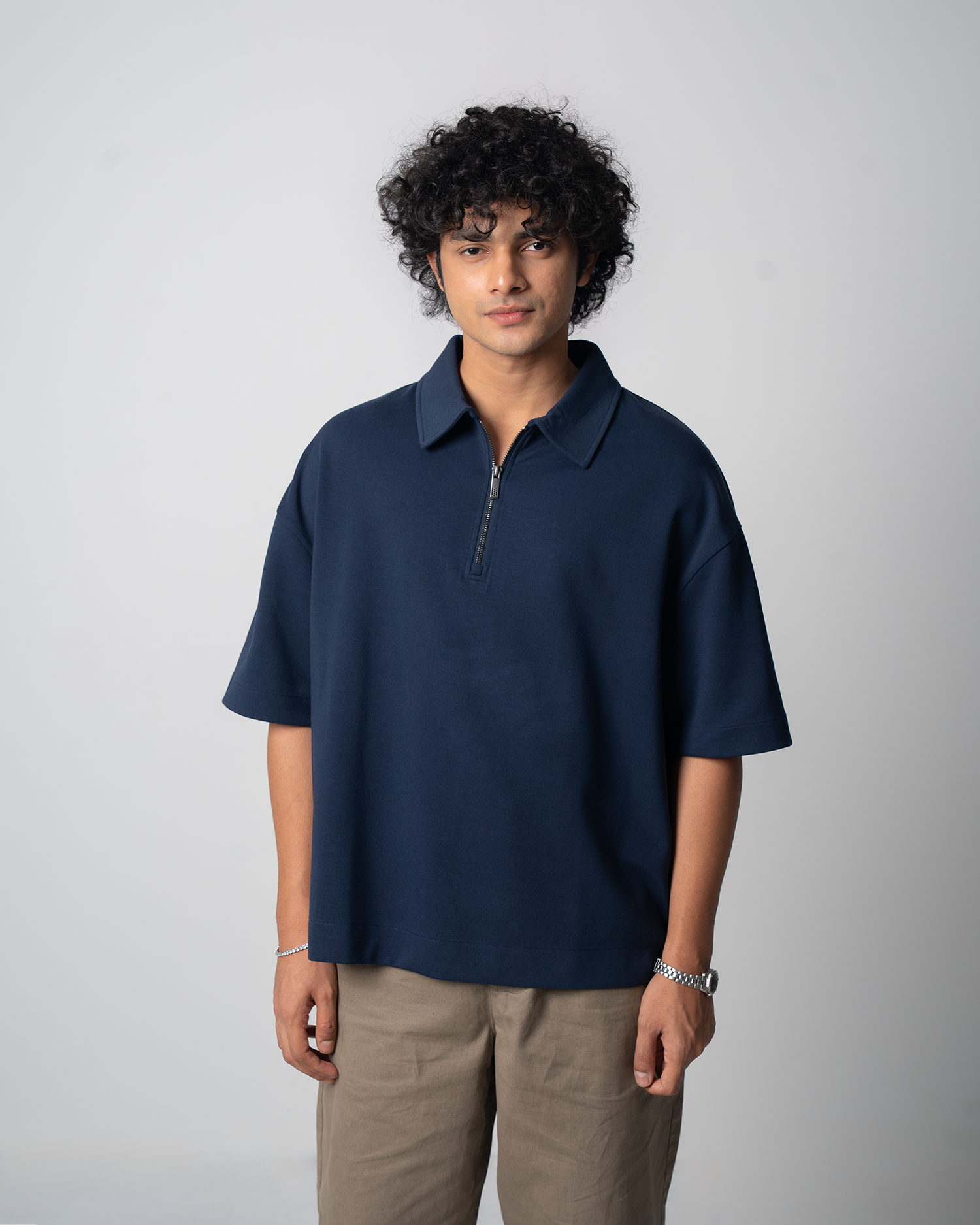 Boxy Fit Zip Polo