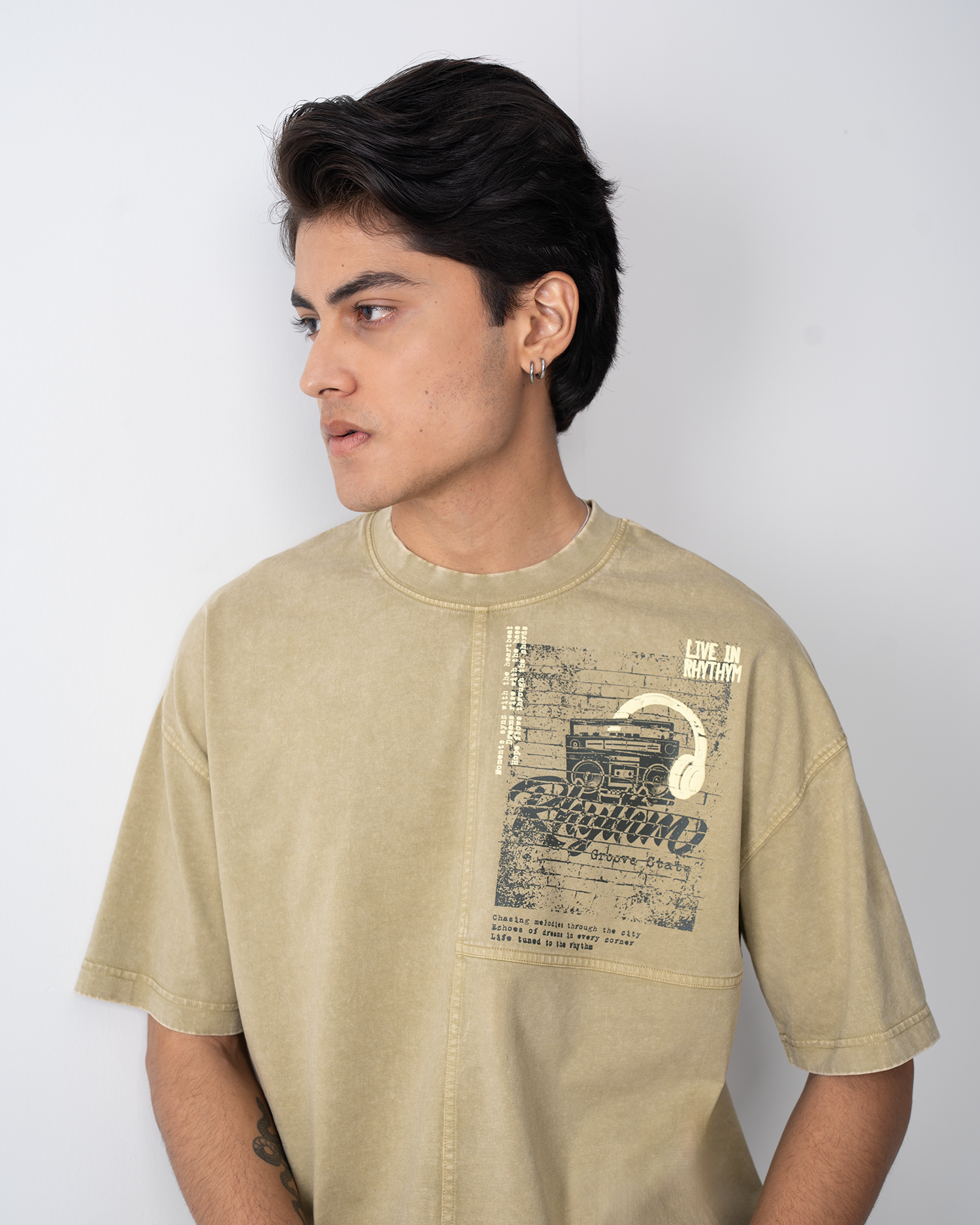 Garment Dye Drop Shoulder Graphic T-Shirt