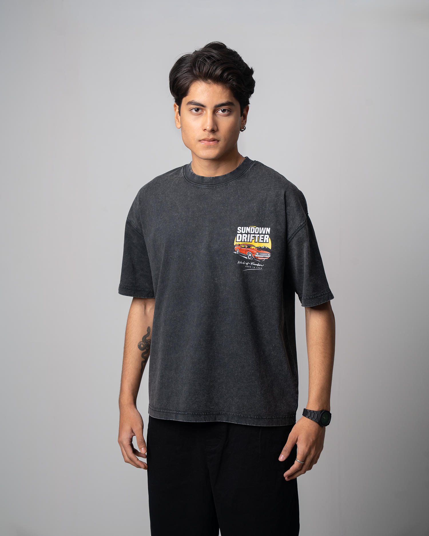 Garment Dye Drop Shoulder Graphic T-Shirt