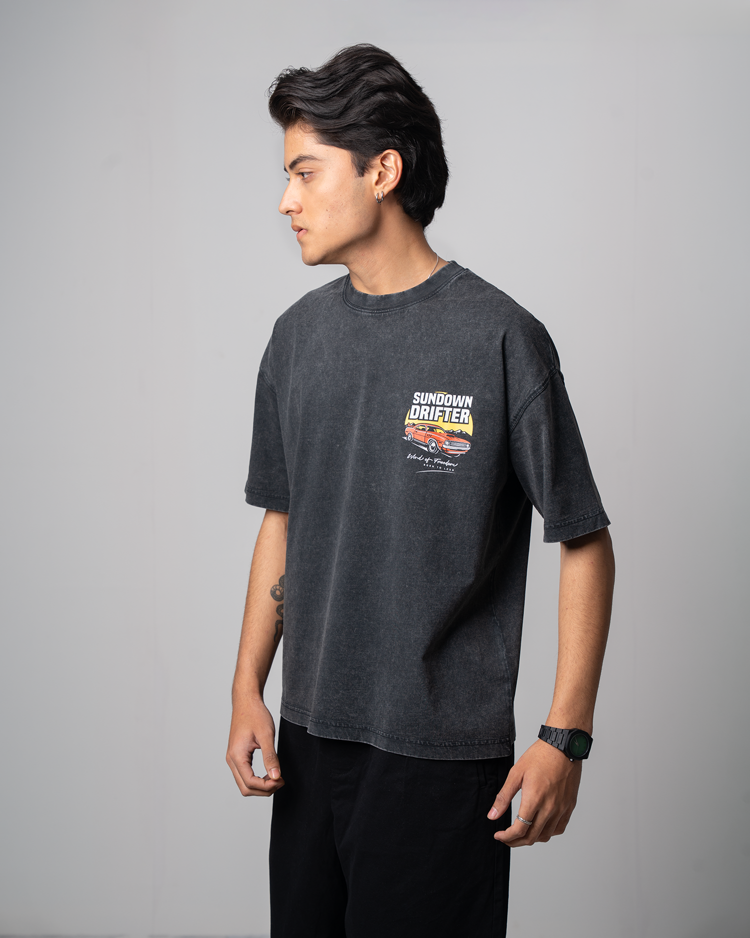 Garment Dye Drop Shoulder Graphic T-Shirt
