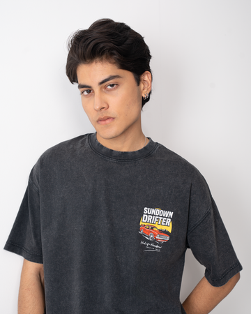 Garment Dye Drop Shoulder Graphic T-Shirt