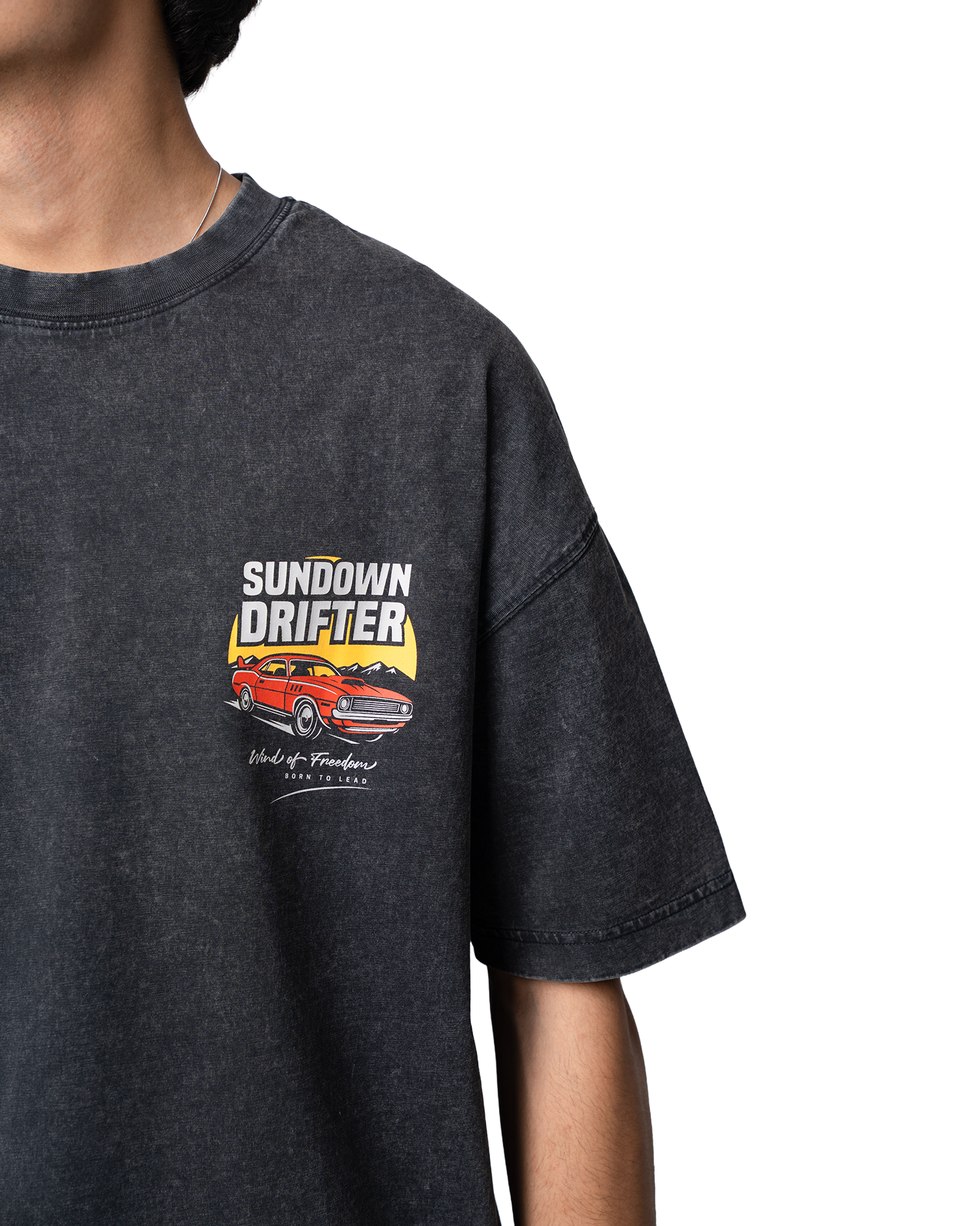 Garment Dye Drop Shoulder Graphic T-Shirt