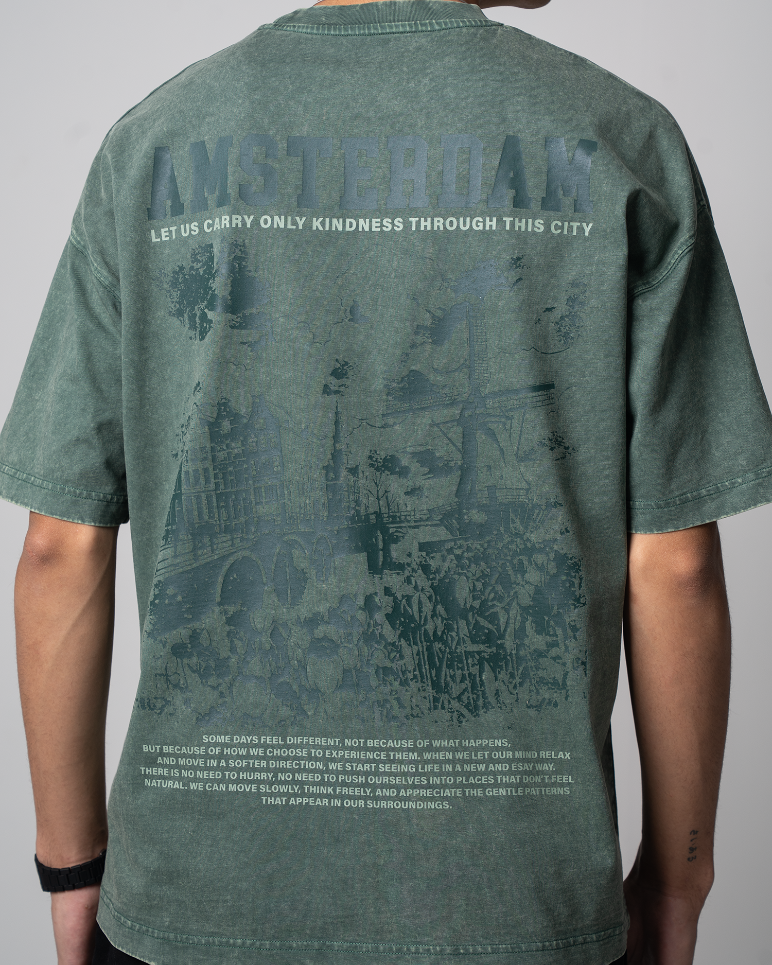 Garment Dye Drop Shoulder Graphic T-Shirt
