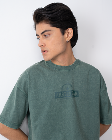 Garment Dye Drop Shoulder Graphic T-Shirt