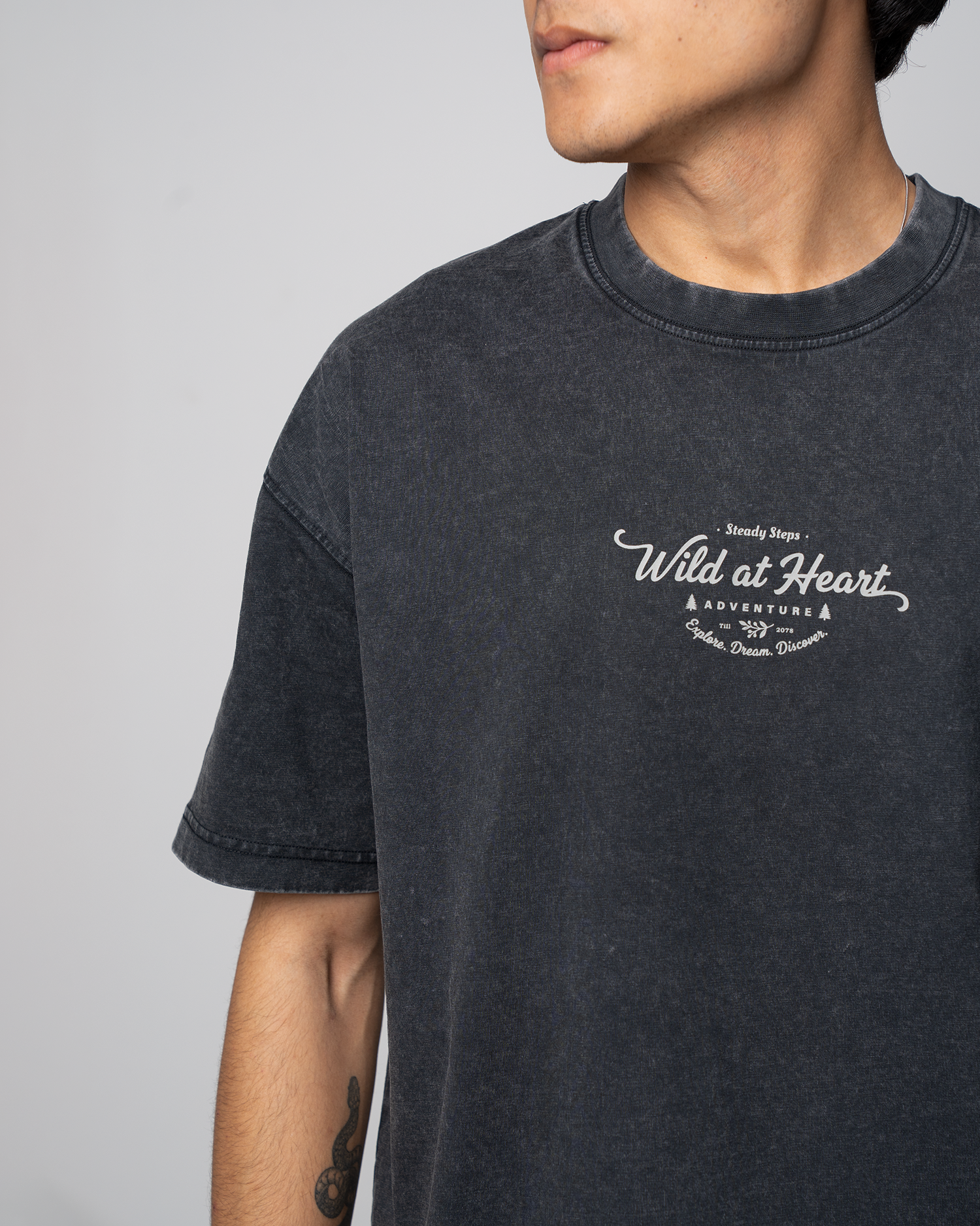 Garment Dye Drop Shoulder Graphic T-Shirt