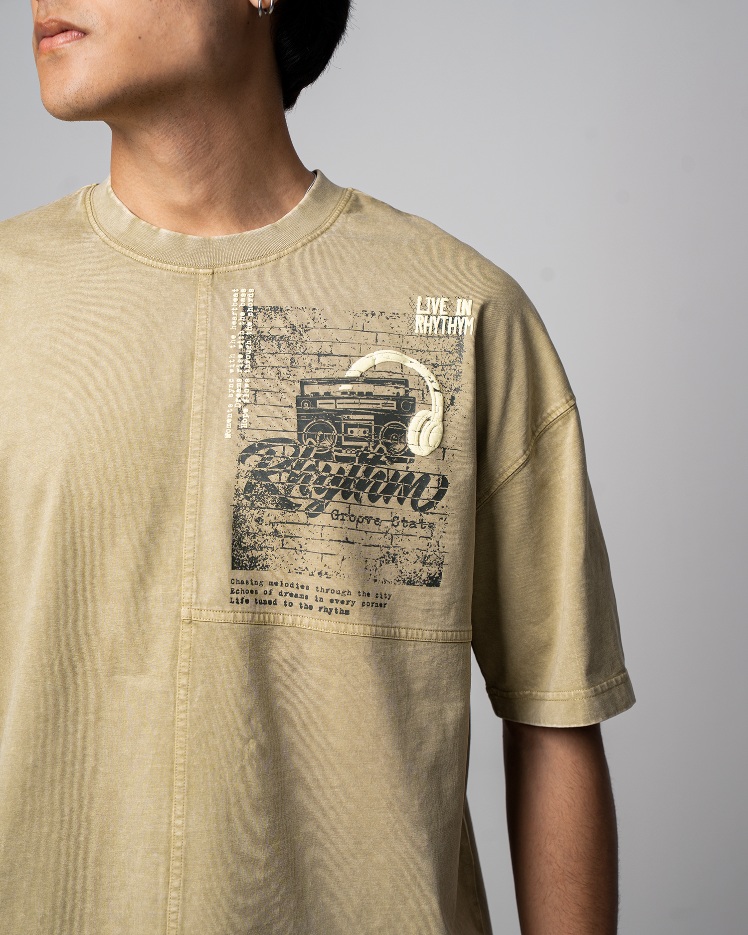 Garment Dye Drop Shoulder Graphic T-Shirt
