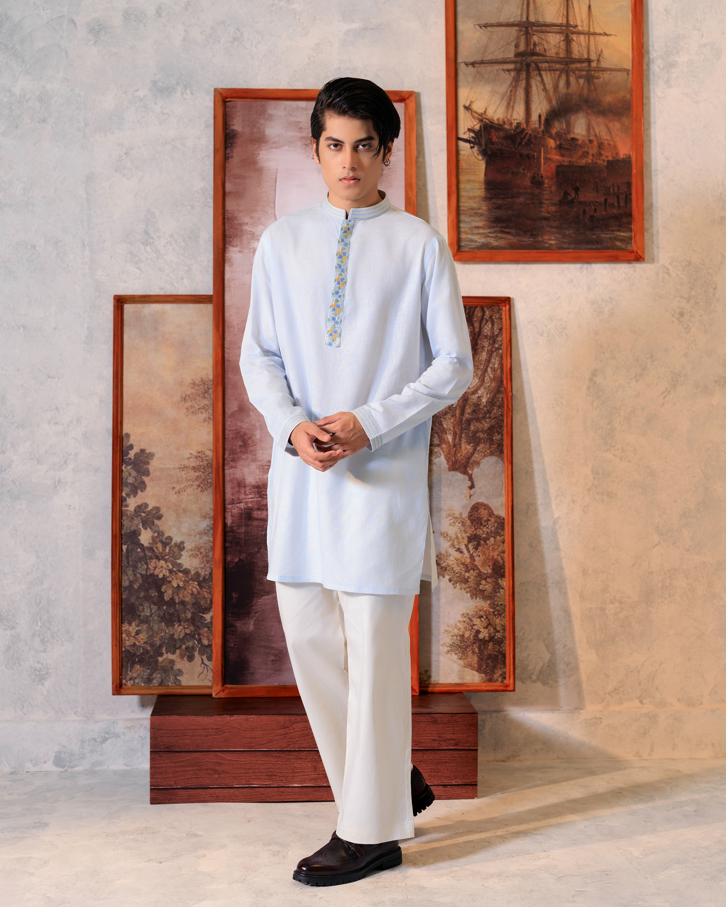 Sky Ornate Short Kurta
