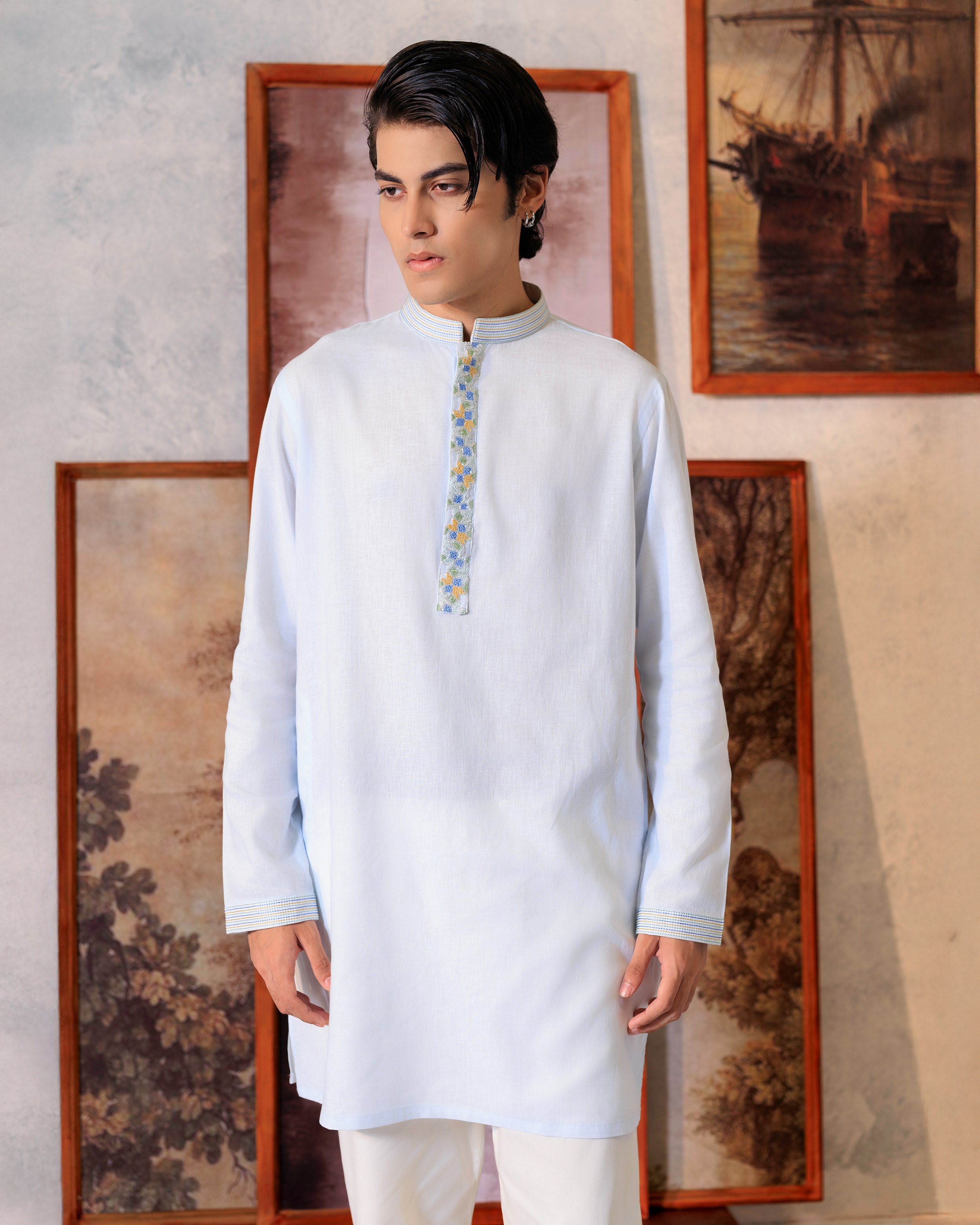 Sky Ornate Short Kurta