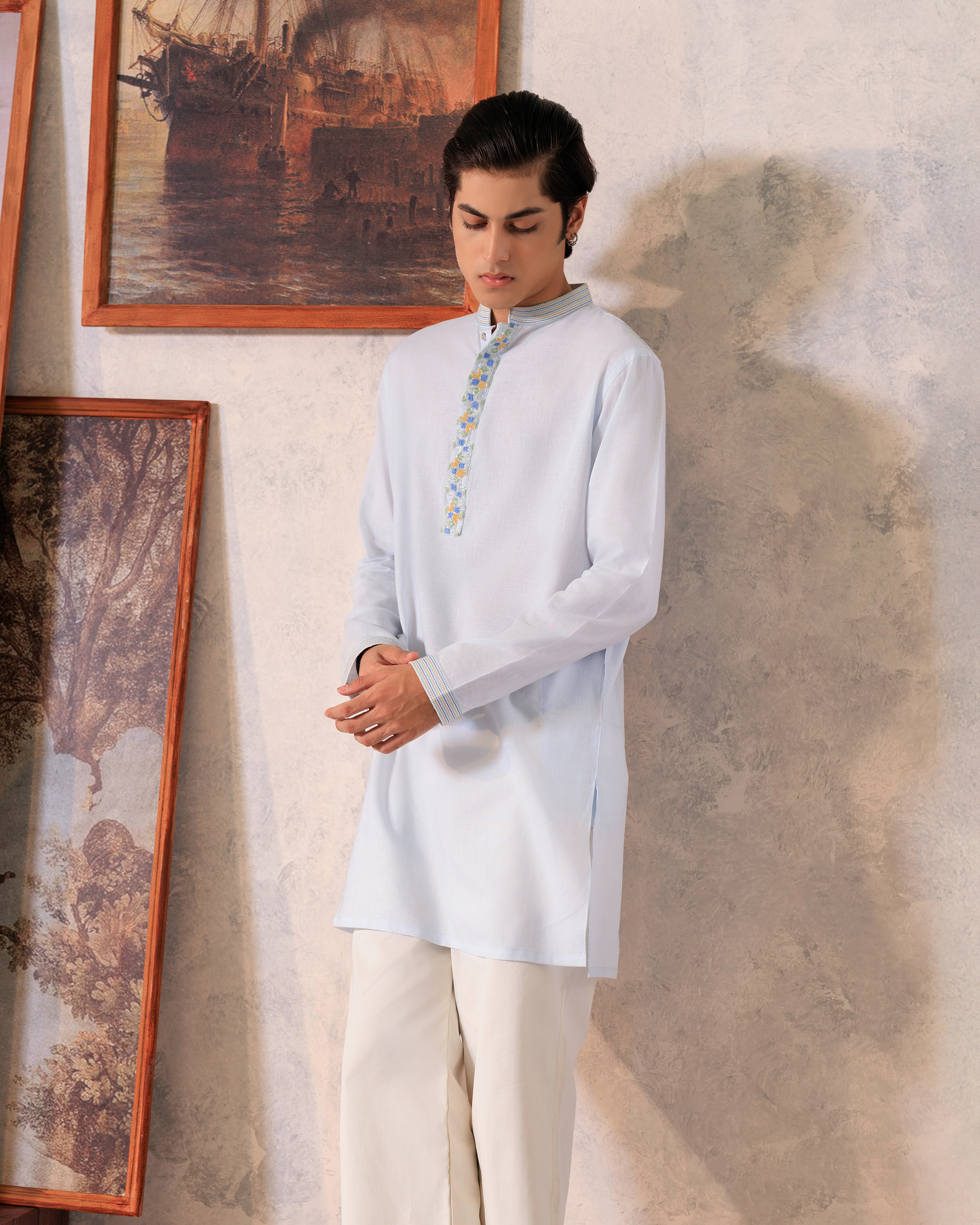 Sky Ornate Short Kurta