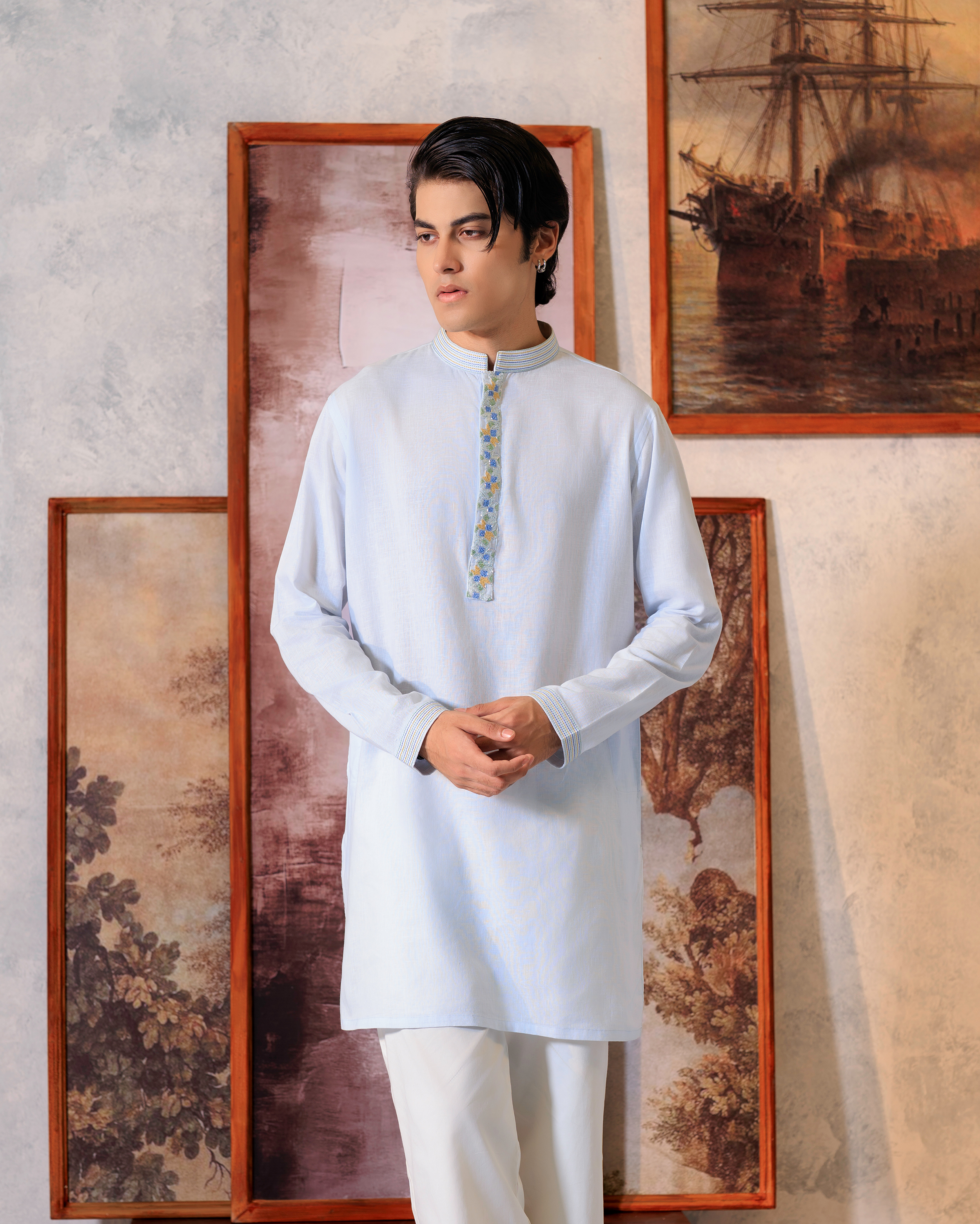 Sky Ornate Short Kurta