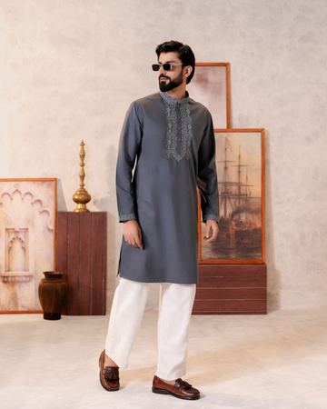 Smoke Threadwork Panjabi