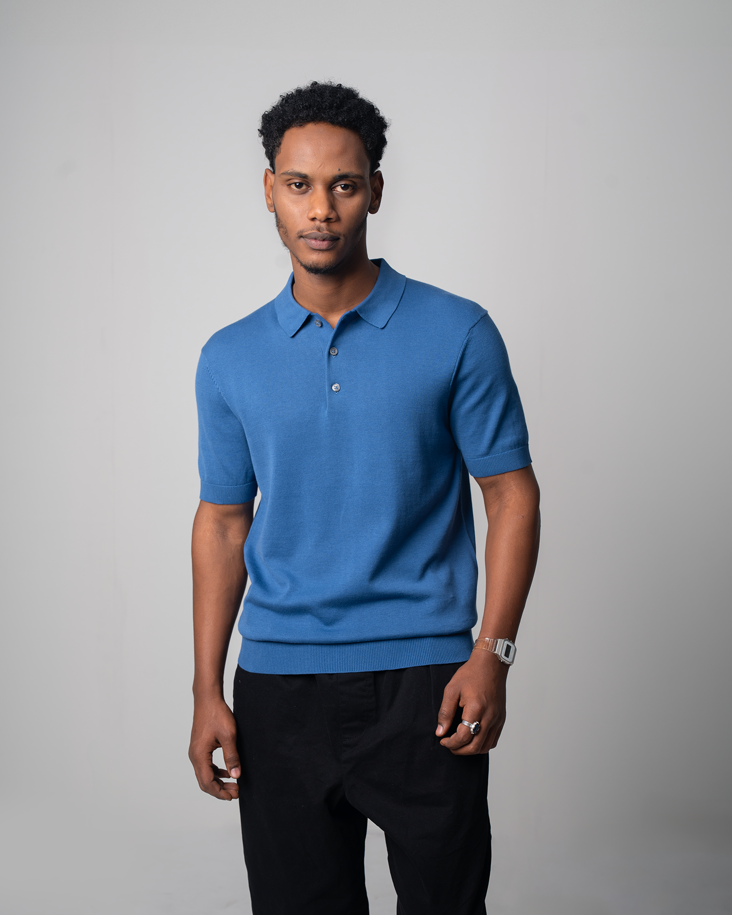 Knit Polo - Sky Blue
